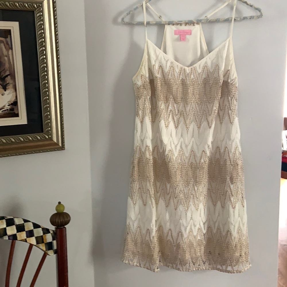Lilly Pulitzer Dusk Lace Slip Dress White/Gold